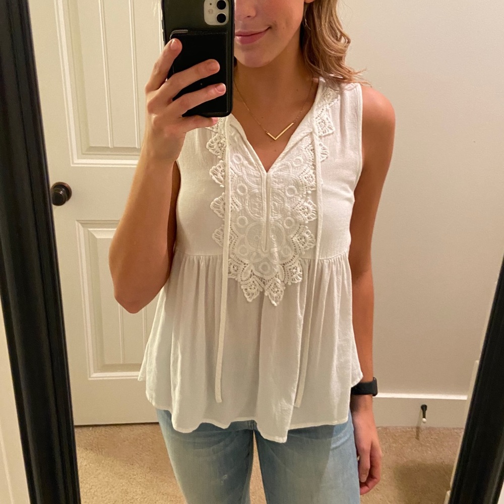 White Mesh Tank Top
